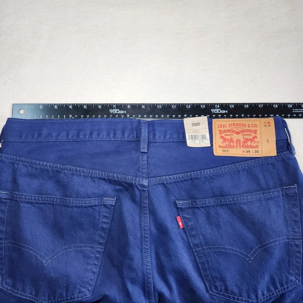LEVI'S 501 Original Fit Straight Jeans Mens 36 x 32 Cobalt Blue Colorful NEW